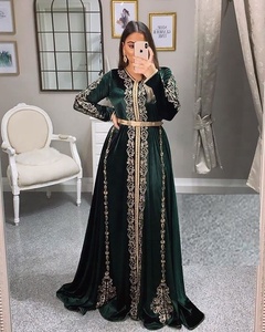 Caftan élégante, nouvelle tenue de fête et de mariage, magnifique robe avec des perles de verre de cristal illuminées en pierre, travail, 2021 - Product Image 1