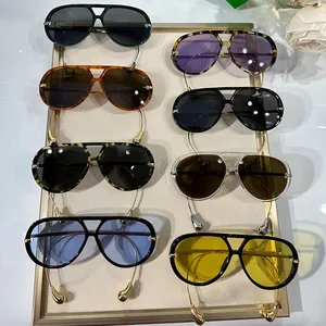 Gafas de Sol Unisex de Moda, Estilo Piloto, Color Tortuga Dorado, Originales, de Lujo Ligero, Doble Puente, Aleación, Protección Solar UV400, <span class=keywords><strong>PC</strong></span> - Product Image 6