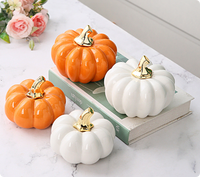 Figurine de citrouille en céramique blanche émaillée de qualité supérieure, motif géométrique, cadeau élégant pour la décoration de Thanksgiving