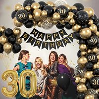 Ensemble de ballons pour la décoration de fête d'anniversaire de 18 ans, arrangement de scène, ensemble de ballons d'arche d'anniversaire noir et or