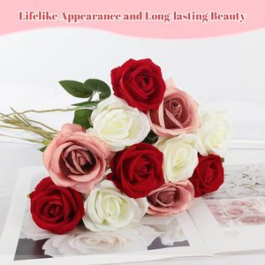 <b>Artificial</b> Roses Bulk <b>White</b> Rosy Silk Rose 36/52pcs Fake <b>Flowers</b> Decoration for Wedding Table Centerpieces Bridal Bouquet - Product Image 2