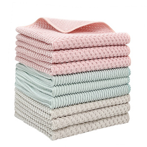 Double Sided Cleaning Cloth For Kitchen And Living Room Oil Stain Removal Pink Green Rectangle Towel - Product Image 5