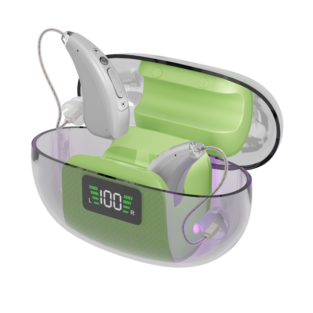 Ear & Hearing Products Adjustable Digital BTE Hearing Aid with  for Seniors Wholesale APP Rechargeable Hearing Aids