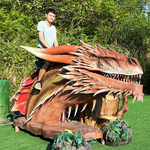 Dragons animatroniques réalistes à monter, tête de dragon réaliste à monter, effets de pulvérisation de fumée et de lumière nocturne personnalisés - Product Image 1
