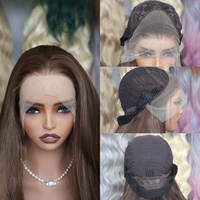 Perruque synthétique HD 13x4 Lace Front sans colle en fibre Futura de qualité supérieure, brune, lisse, résistante à la chaleur, naturelle et réaliste, vente en gros
