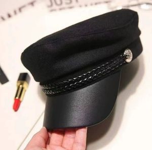 Béret de marin octogonal noir pour dames Chapeau de <span class=keywords><strong>capitaine</strong></span> à dessus plat d'hiver pour les fêtes décontractées Utilisation quotidienne Voyage Chaleur garantie - Product Image 4