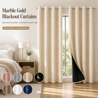 Rideaux occultants modernes 100% occultants, imprimé marbre doré métallisé, à œillets, en polyester, 137x260cm, vente en gros
