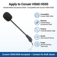 Accessoire de microphone de remplacement détachable compatible avec Corsair HS60, HS50 modèle 002, pièce de réparation pour casque de jeu