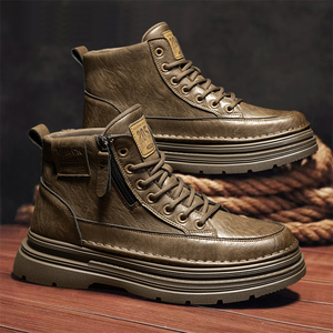 Venta al por mayor de fábrica: Nuevas botas Oxford casuales de moda con cordones para hombre, estilo primavera/otoño, altura al tobillo, para jeans, con malla y suela de goma. - Product Image 3
