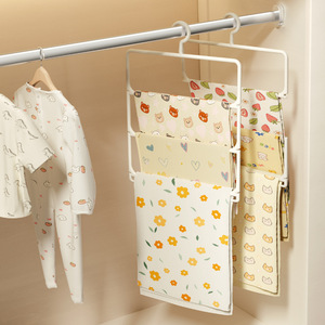 Baby Towel Rack 4 Layers White Foldable Hanging Closet Organizer For Nursery Storage - Product Image 1