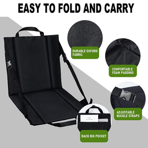 Outdoor Folding Padded <strong>Floor</strong> <strong>Chair</strong> <strong>with</strong> <strong>Back</strong> <strong>Support</strong>, Storage Pocket &amp; Adjustable Strap - Product Image 3