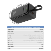 Batterie externe portable haute capacité PD 65W 50000 mAh, charge super rapide avec écran LED, batterie externe pour ordinateur portable pour l'extérieur