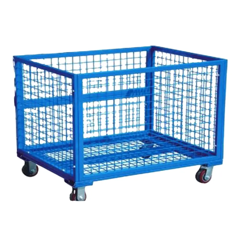 Wire Decking Mesh Containers for Small Parts Storage Metal Cages with Wheels Pallet Basket