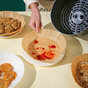 Air Fryer Paper <b>Mat</b> Food Grade Oil Absorbing Baking Paper Disposable <b>Silicone</b> Coated Kitchen Paper Tray 250g 50 Natural 50 White - Product Image 2