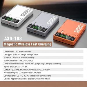 <span class=keywords><strong>Batterie</strong></span> externe magnétique sans fil 10000 mAh avec support, affichage numérique, charge rapide et format mince pour téléphone, montre, écouteurs – Essentiels de voyage - Product Image 2