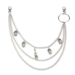 Skull Patterned Waist <b>Chain</b> Zinc Alloy Multiple Layers With Sword Pendant Halloween Fashion Body <b>Chain</b> For Men And Women - Product Image 5