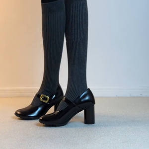 2026 French Style <b>Round</b> <b>Toe</b> Patent Leather Luxury High <b>Heels</b> for Women One Strap Elegant Slimming Fashion Pumps - Product Image 4