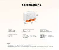 SONOFF ZBMINI L2 Saklar Pintar Zigbee Tanpa Kabel Netral Diperlukan Kontrol Dua Arah 1-Gang Melalui Aplikasi EWeLink Mendukung Alexa Google Alice