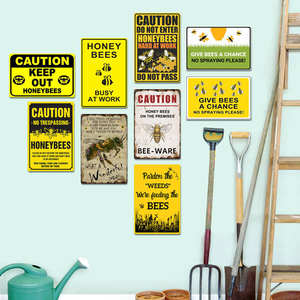 Lustige Vintage Zinn Zeichen Wand dekoration HONIG BÄREN BUSY ARBEIT VORSICHT Metallplatte Benutzer definierte Großhandel Produkt typ Plakette - Product Image 2