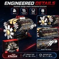 Modelo de Motor V8 Clásico Avanzado, Juego de Bloques de Construcción de Plástico Eléctrico STEM para Niños de 5 a 14 Años, Personalizable