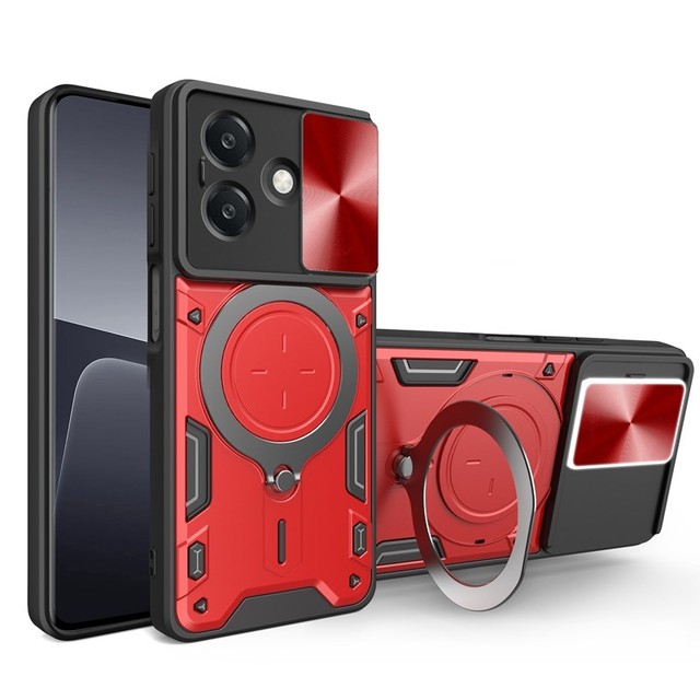 Shockproof TPU PC Protective Cover with Magnetic Ring Holder Kickstand Mobile Phone Case for OPPO A3X 4G 5G Spark Go1 Pop9