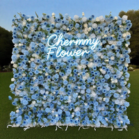 FW007 usine bon prix en gros 8ft * 8ft toile de fond de mariage bleu marine Rose fleur artificielle mur pour décorations de mariage