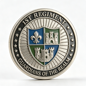 Badge du 1er Régiment Gardiens du Royaume, en alliage de zinc plaqué argent, emblème circulaire, émail dur, impression en relief, souvenir - Product Image 6