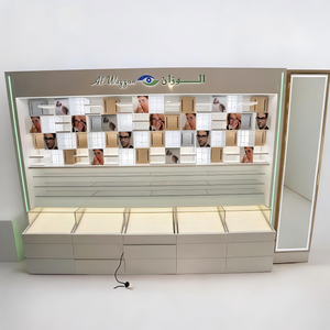 Vitrine d'exposition optique haute capacité en noyer foncé avec étagères LED, vitrine rétroéclairée et armoire de rangement sécurisée - Product Image 6