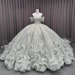 Vestido de Quinceañera de Gala con Escote Corazón, Apliques Bordados, Color Caramelo, Largo hasta el Suelo, Estilo Fiesta con Cuentas, para Cumpleaños - Product Image 6