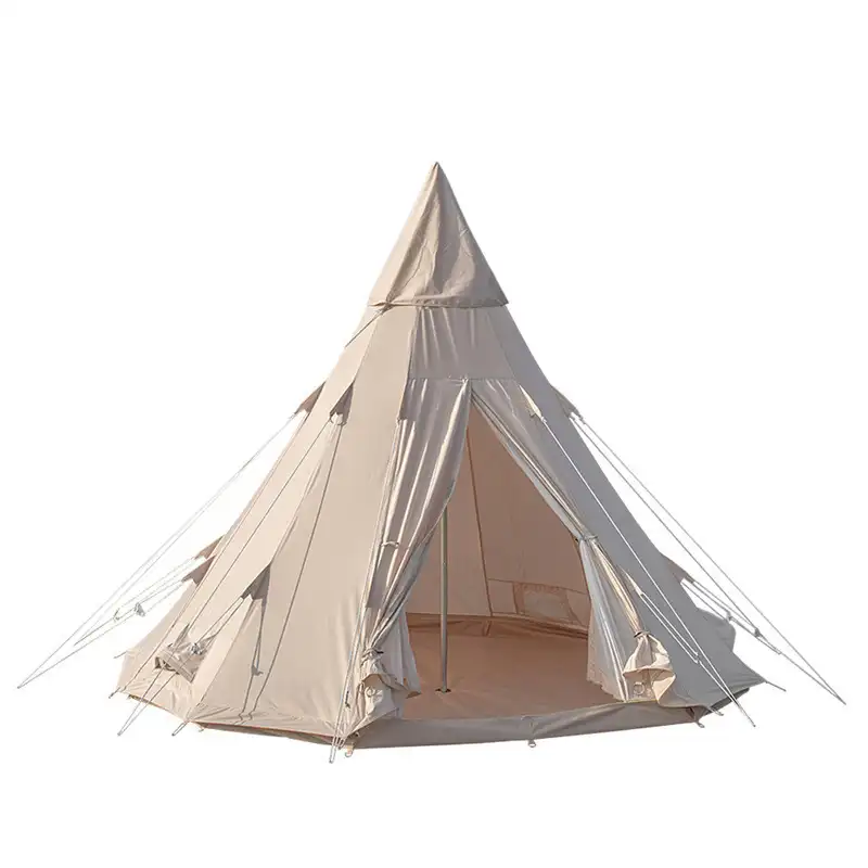 बड़ी सफेद भालू आउटडोर रेट्रो पिरामिड कपास कैनवास तम्बू स्वयं-ड्राइविंग डेरा डाले हुए चंदवा पनरोक तम्बू