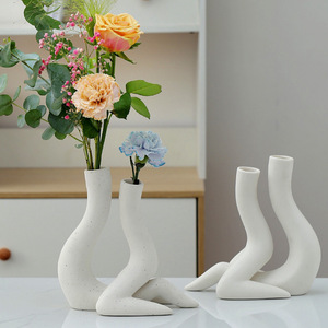 定制人体艺术简约节点卧室装饰白色创意高温花卉陶瓷花瓶 - Product Image 1