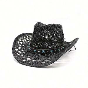 Sombreros de Vaquero Clásicos Stetson de Ala Ancha Lisos al por Mayor con Visera de Papel Estilo Western para Fiestas y Viajes Unisex - Product Image 4