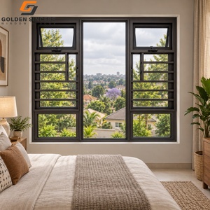 Ventana Moderna de Aluminio Negro con Vidrio y Barra de Seguridad para Dormitorio GS - Product Image 3