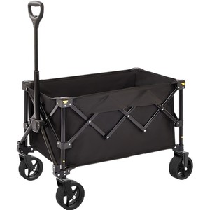 Converging Foldable <b>Hand</b> <b>Cart</b> 100Kg Capacity Four-Wheel Carbon Steel Trolley For Camping And Home Use Obsidian Black - Product Image 1