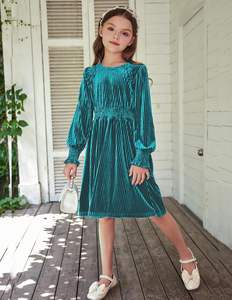 <span class=keywords><strong>Abito</strong></span> Vintage Autunnale per Bambine 4-13 Anni, Stile Impero, Antistatico, in <span class=keywords><strong>Velluto</strong></span>, Maniche Lunghe, Collo Tondo, Lunghezza <span class=keywords><strong>Midi</strong></span> - Product Image 2