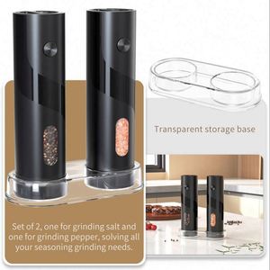 Juego de Molinillos de Sal y Pimienta de Acero Inoxidable a Pilas con Base de Almacenamiento, Luz LED, Diseño de Recarga Superior, Fácil de Rellenar, Mayor Capacidad - Product Image 3