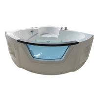 59 pouces. Baignoire d'angle en acrylique moderne de luxe pour 2 personnes avec hydromassage, spa portable, 6 jets et drain