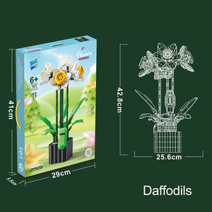 Qs Thiết Kế Mới Giá Rẻ Hoa Bó Hoa Kit Đồ Chơi Trang Trí Nội Thất Trang Trí 101Pcs DIY Bất Chậu Cây Xây Dựng Khối Cho Người Lớn - Product Image 6