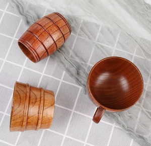 Tazas y Platillos de Madera Clásicos para Restaurante, Estilo Carpintería Antigua, con Logotipo Personalizado Grabado, Ecológicos, Color Madera Oscura, ¡Gran Venta! - Product Image 2