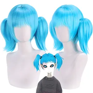 Wig cosplay wajah cakar ganda 30 cm biru langit