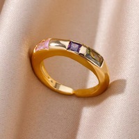 Cincin Fashion Grosir, Desain Unik, Berbahan Kuningan Lapis Emas, Bertabur Zirkon Warna-Warni, Cincin Jari Telunjuk