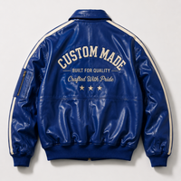 Blouson de motard en cuir ciré matelassé haut de gamme, personnalisable, nouveau design, doublure chaude, brodé, style bomber de course, OEM