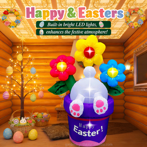 6FT Inflatable Easter Rabbit into Flower Basket Decoration LED Blow Up <b>Lighted</b> Yard Decor for Home Hotel Lawn Garden Party - Product Image 5