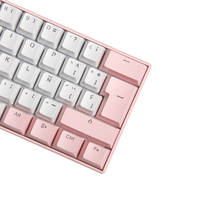 Produsen Keyboard Profesional Kustom Pink Spanyol 61 Tombol Keyboard Mekanik Keycaps Tembus Cahaya Merah Muda Keyboard Gaming Rgb