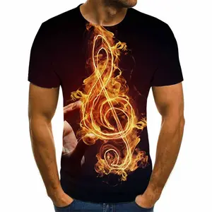 Lin uomini donne della nota di musica chitarra 3d stampa t shirt manica corta musica 3D stampa t shirt