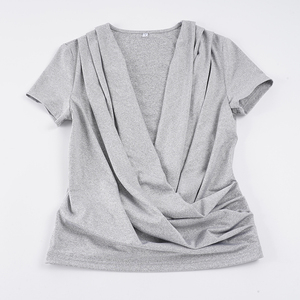 เสื้อผู้หญิงคอวีลึกแบบจับจีบ แขนสั้นทรงเข้ารูป สไตล์ลำลองสำหรับฤดูร้อน แฟชั่น Y2K สตรีทแวร์ - Product Image 6