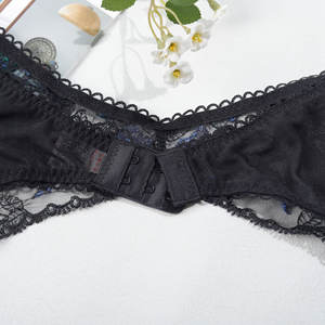 Lencería Sexy Ruiyi, Ultrafina, Transparente, de Malla Bordada, Lencería Sexy Negra, Conjunto de Tres Piezas - Product Image 4