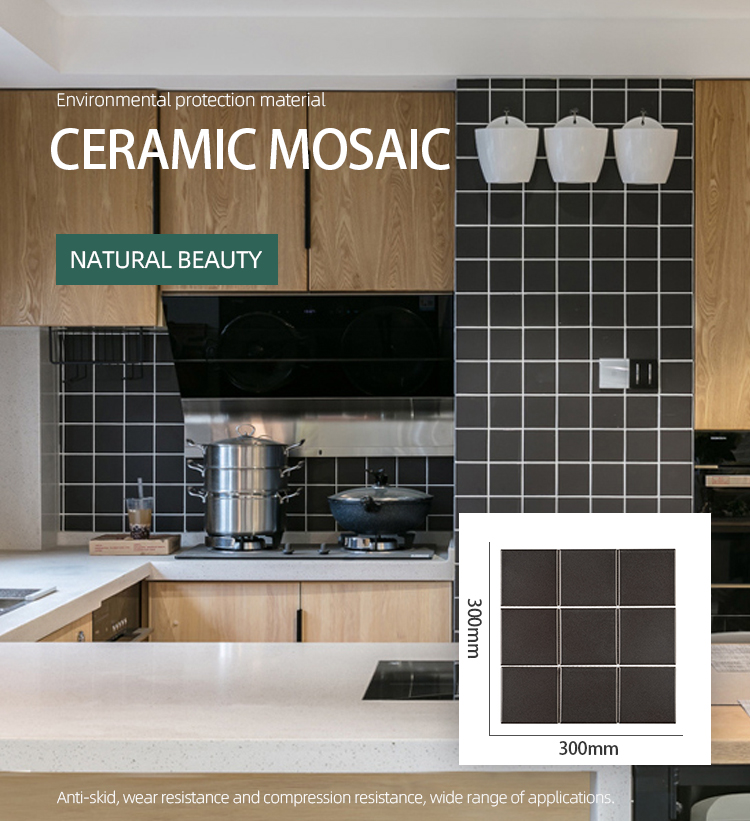 Cheap Black Wholesale Matt Mosaic 300x300 mm Square Tiles For Bathroom Wall Mosaic