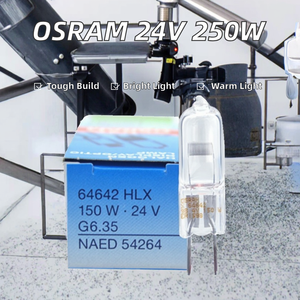 หลอดไฟผ่าตัดแบบฮาโลเจนไร้เงา <span class=keywords><strong>150W</strong></span> ระดับมืออาชีพ และไฟไมโครสโคป 24V 64657 HLX ผลิตโดย <span class=keywords><strong>OSRAM</strong></span> สำหรับอุปกรณ์การแพทย์ - Product Image 2