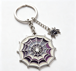 Llavero de Metal Personalizado con Diseño de Telaraña, Colgante de Aleación de Zinc Esmaltado, Regalo de Halloween - Product Image 3